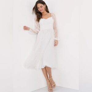 Lulu's White Lace Midi Dress